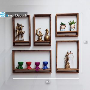 شلف دیواری چوبی با چوب طبیعی ترمو و رنگ گیاهی